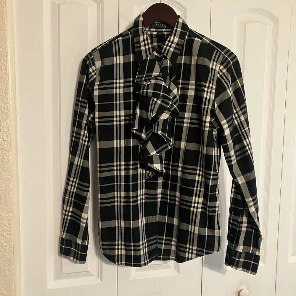 Ralph Lauren plaid women’s Shirt with ruffles - Picture 2 of 8